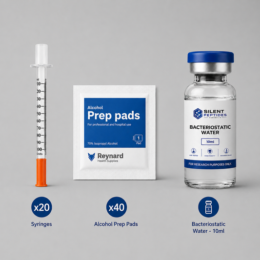 Peptide Research Kit 20 - 20 Syringes, 40 Prep Pads, 10ml Bac Water