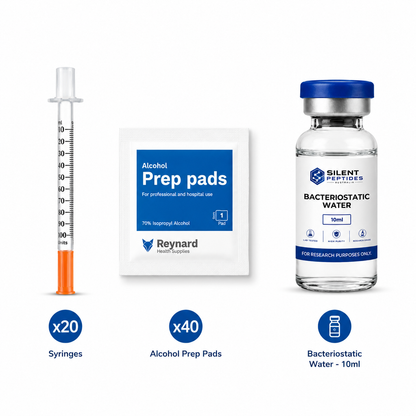Peptide Research Kit 20 - 20 Syringes, 40 Prep Pads, 10ml Bac Water